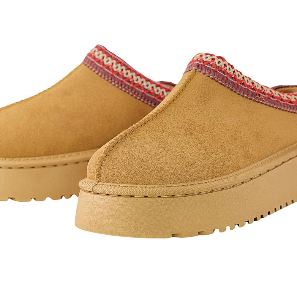 Cozy Brown Slip-On Shoes with Red Accents